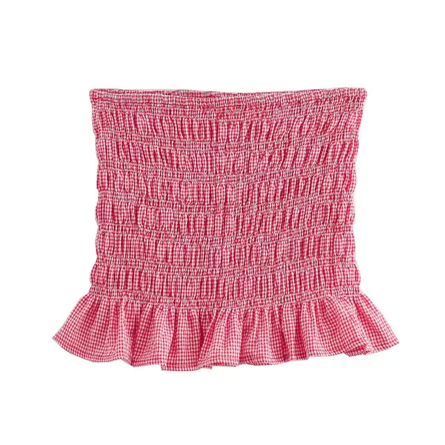 Checkered short top mini skirt