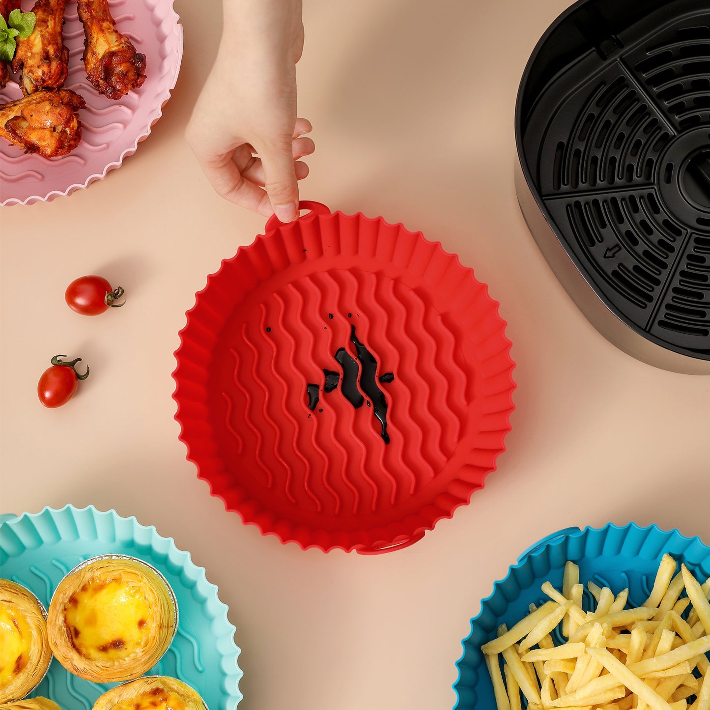 Air Fryer Silicone Pot Air Fryer Silicone Baking Pan Air Fryer Tray