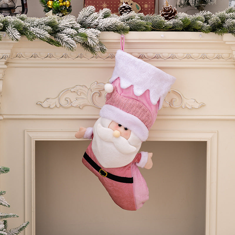 Christmas decoration products Nordic style Christmas socks Pink Santa Claus Christmas socks Gift bags Gift socks