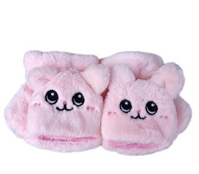 Plush Gloves Cartoon Cat Cute Half Finger Flap Warm Thickened Student Keyboard Gloves Female Winter